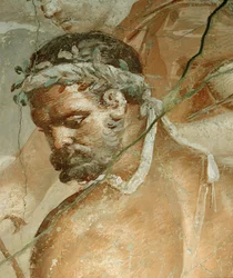 Herakles hittar sin son Telephos i Arkadien Detalj: Herakles huvud