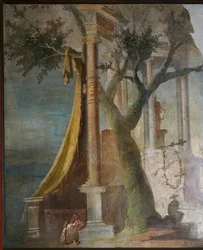 Landskap med helig dörr och velum från Ekklesiasterion, Isis-templet i Pompeji