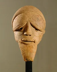 Manligt huvud, Sokoto-skulptur, Nigeria (terrakotta)