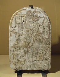 Farao Ramses II slår fångar. Stele tillägnad ...