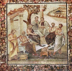 Platon och hans skola av filosofer. Från Pompeji