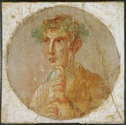 Porträtt av en ung man med lagerkrans, från Pompeji