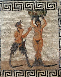 Satyr och nymf. Mosaik från Pompeji, Italien