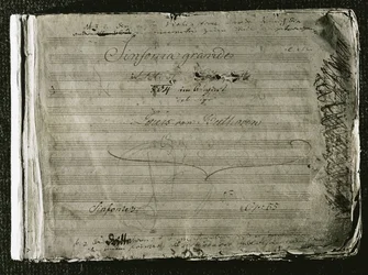 Titelsidan till Beethovens tredje symfoni "Eroica" (foto), Gesellschaft der Musikfreunde, Wien, Österrike (phtoto)
