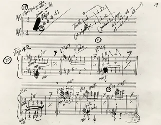 Handskrivet manuskript av Parade, av Eric Alfred Leslie Satie (1866-1925), Frankrike
