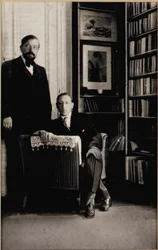 Porträtt av Igor Stravinskij och Claude Debussy vid tiden för Djagilevs baletter "Jeux" och "Våroffer", Paris, 1912-13