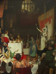 Edward IV blir underhållen av William Canynges i hans hus på Redcliff Street