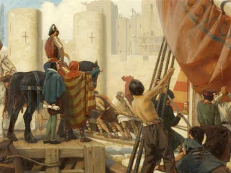 Robert, Earl of Gloucester, byggde Great Keep of Bristol Castle 1116 (olja på duk)