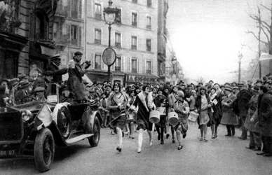 Walking match of midinettes, Paris, St Catherines Day, 1931.