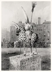 Statyn på Leicester Square, onsdag morgon den 17 oktober 1866 (penna & bläck och wc på papper)