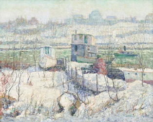 Båthus, vinter, Harlem River