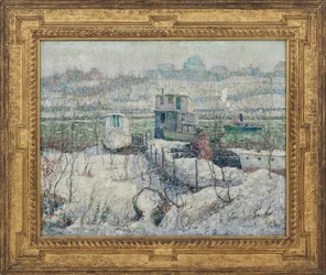 Båthus, Winter, Harlem River, ca 1916