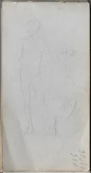 Skissbok, sidan 100: Nakenfigur, profil.
