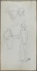 Skissbok, sidan 12: Flera figurer.