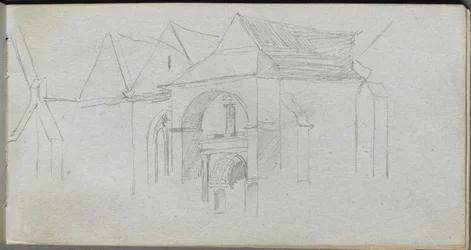 Skissbok, sid 22: Arkitekturstudie.