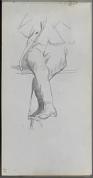 Skissbok, sidan 37: Figurstudie, korsade ben.