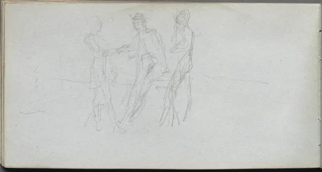 Skissbok, sid 42: Tre figurer.