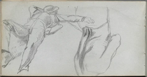 Skissbok, sidan 58: Liggande figur och figur bakifrån.