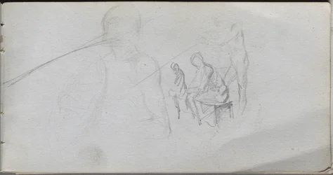 Skissbok, sidan 98: Studie av figurer.