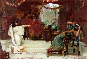 Ester anklagar Haman inför kung Ahasveros, 1888