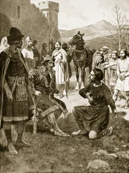 David, skottarnas kung, skipar rättvisa, illustration ur "Hutchinson