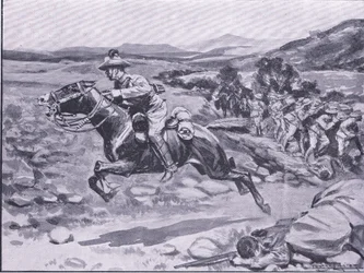 Livvaktens tillfångatagande: Lieut Batemans vågade raid, illustration från After Pretoria: The Guerilla War, 1902