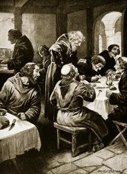 Wimund berättar om sina äventyr för munkarna i Byland, 1141, illustration från 