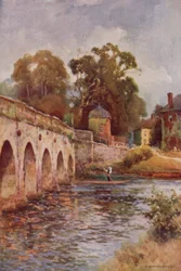 Clopton Bridge, Stratford-on-Avon (lito i färg)