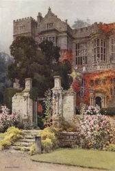 Fountains Hall (färg litho)