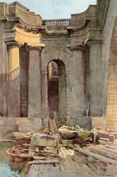 River Steps, Waterloo Bridge (färg litho)