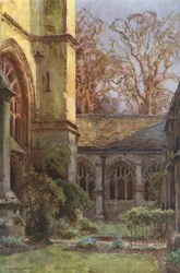 The Cloisters, Winchester College (färg litho)