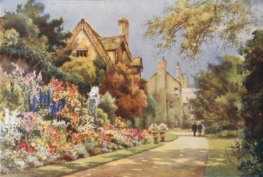 The Cottages, Worcester College Gardens (litho i färg)