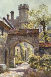 Winchester College: The Outer Gateway från "Arcadia" (färg litho)