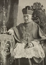 Porträtt av Luigi Nazari av Calabiana (1808-1893), italiensk politiker och ärkebiskop av Italien, graverat av Ernesto Mancastropa efter foto av Ganzini och Gabriel, från L