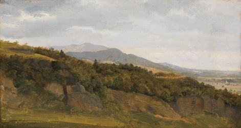 Tyskt landskap med utsikt mot en bred dal, ca. 1829-30.