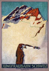 Jungfraujoch, en topp i de schweiziska alperna. ca 1920-30 (illustration)