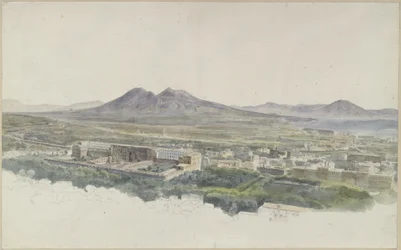 Utsikt över Neapel med Pompeji mot Vesuvius