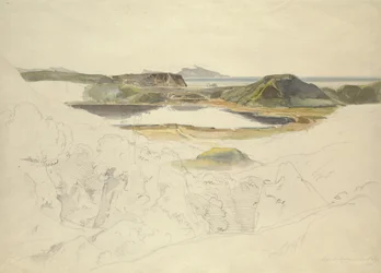 Lake Agnano (penna och akvarell på papper)
