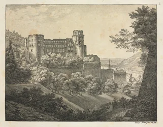 Sex utsikter över Heidelbergs slott: mot nordost