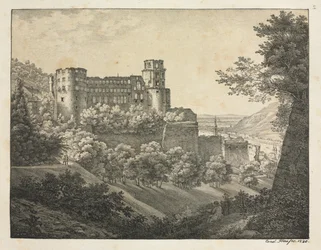 Sex utsikter över Heidelbergs slott: mot nordost, 1820.