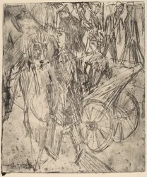 Par framför en vagn, 1914.