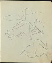 Dansare och artister sida från en skissbok, ca. 1911.