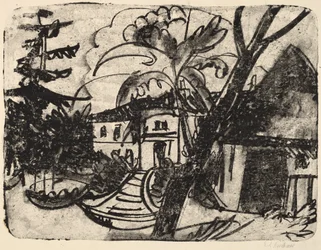 Dansk gård med herrgård, 1912.