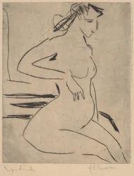 Naken sittande kvinna, 1909.