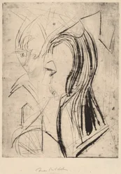 Heads of Two Girls, 1919.