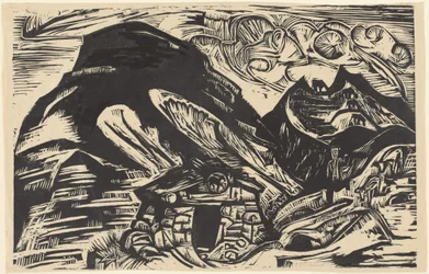 Berg med fjällstuga, 1921.