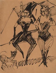 Två dansare med en katt, 1913.