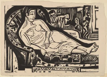 Kvinna som ligger på en soffa, 1926.