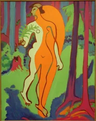 Naken i orange och gult