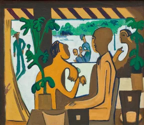 Bruna figurer på ett kafé, 1928-1929